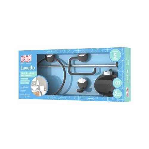 Kit Acessorios Wc Lavello Pt/cr 5pcs