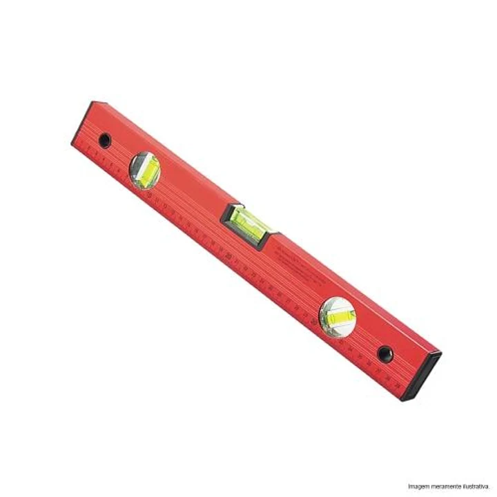 Nivel De Aluminio 16" 400mm 3 Bolhas Com Regua Vermelho Mtx