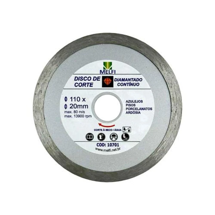 Disco De Corte Diamantado Continuo 110 X 20 X 10mm Melfi