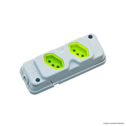 Tomada Em Barra Dupla 2p+t 20a Cinza/verde Robust Fiolux
