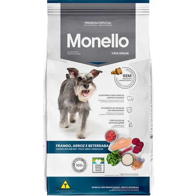 Ração Monello Cães Sênior Frango, Arroz e Beterraba 15kg