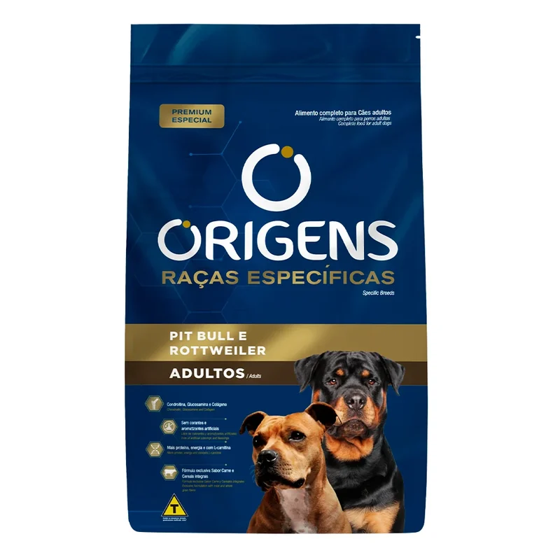 Ração Origens Raças Específicas Pit Bull e Rottweiler Adultos 15kg
