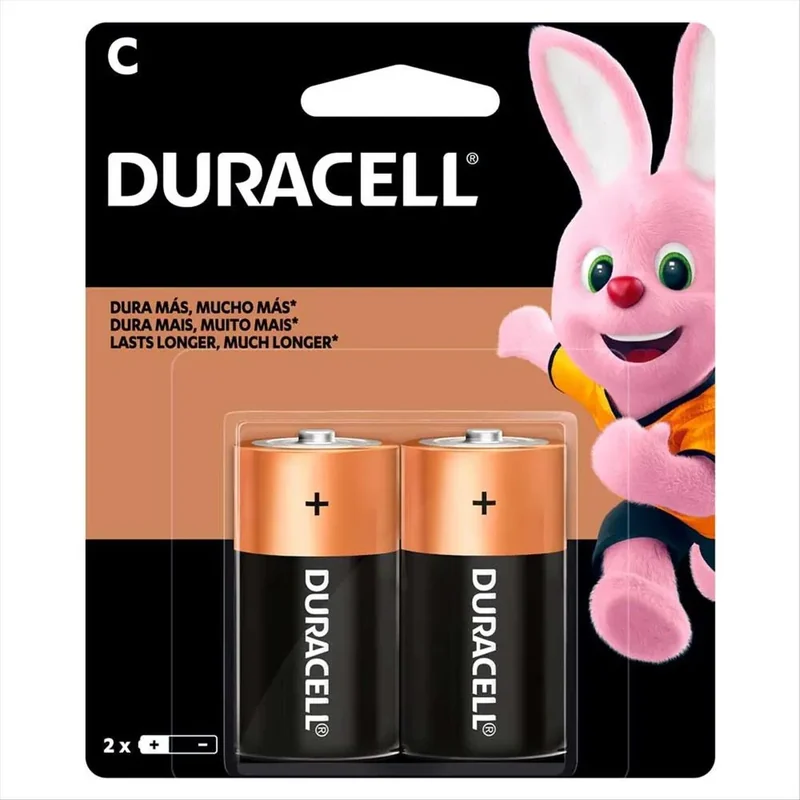 Pilha Alcalina Média C Duracell com 2 Unidades
