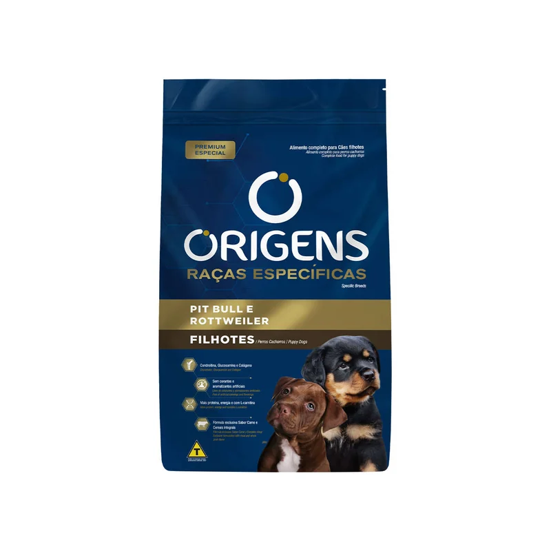 Ração Origens Raças Específicas Pit Bull e Rottweiler Filhotes 15kg