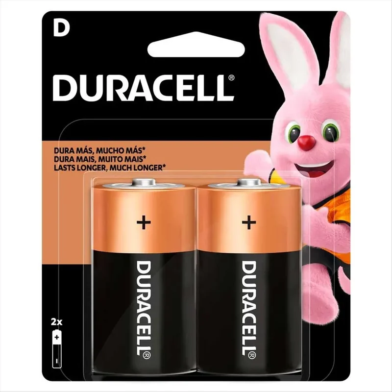 Pilha Alcalina Grande D Duracell com 2 Unidades