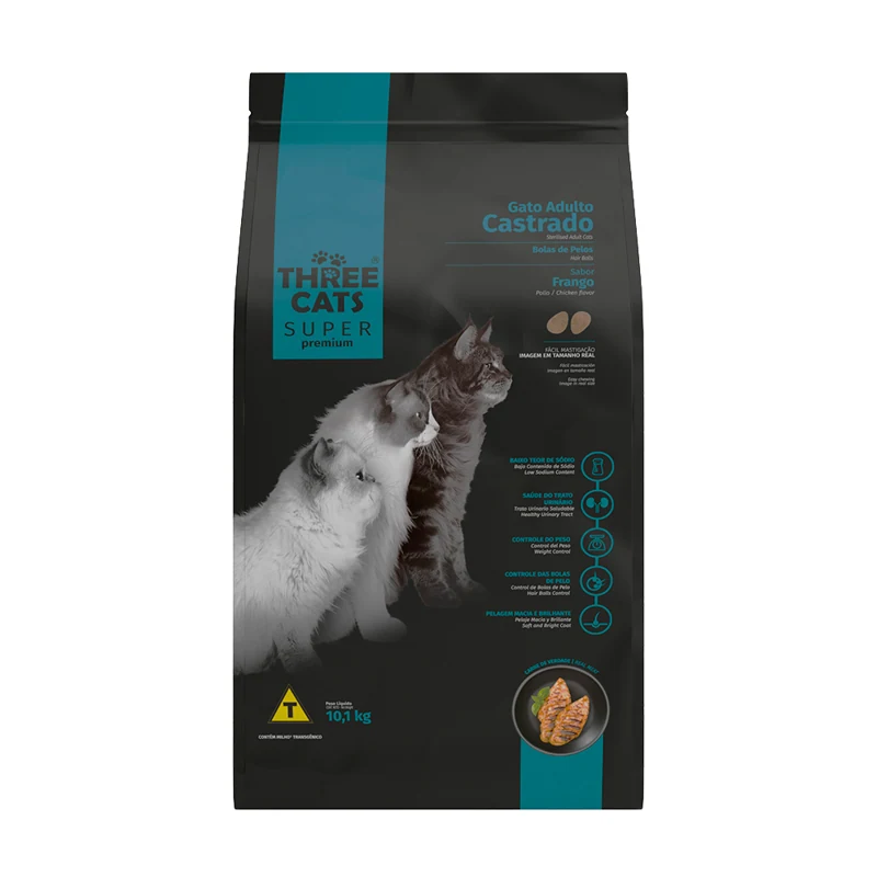 Three Cats Sp Bola Pelo Castrado Frango 10,1kg