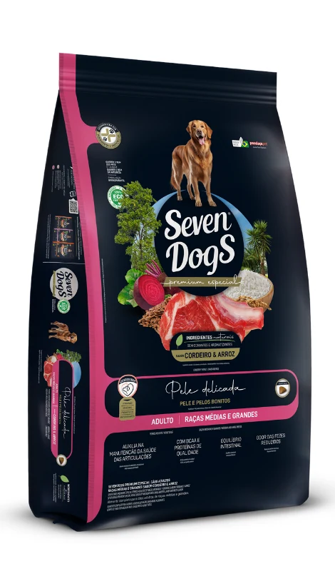 Seven Dogs Adultos Med Gdes Cordeiro 14kg