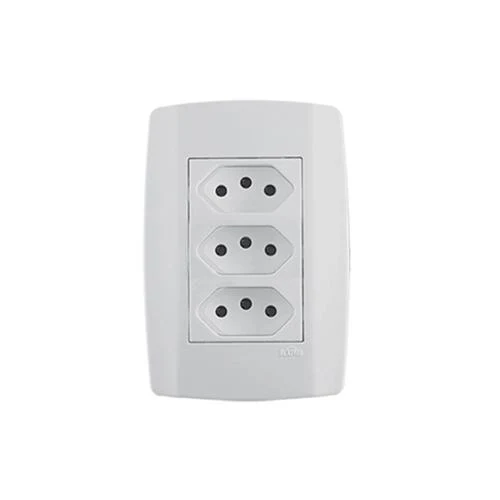 Tomada Monobloco Tripla 2p+t 10a 250v Slim Ilumi