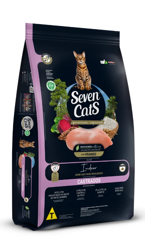 Seven Cats Castrados Frango Indoor 10,1kg